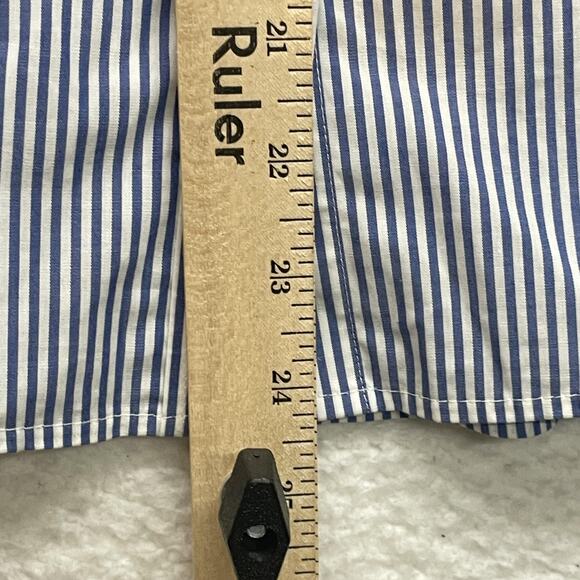 Banana Republic Shirt Womens 0 Blue Non Iron Button Down Long Sleeve Striped - Picture 9 of 10